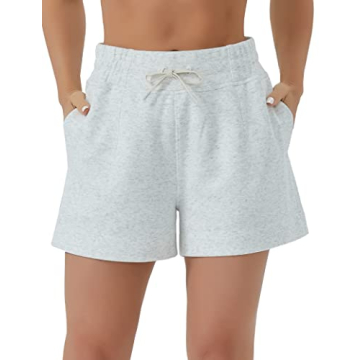 THE GYM PEOPLE Women's High Waisted Sweat Shorts with Pockets - Perfect Summer Workout & Lounge