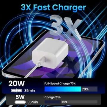 Fast Charging iPad Charger 10FT with 2 Pack 20W USB C