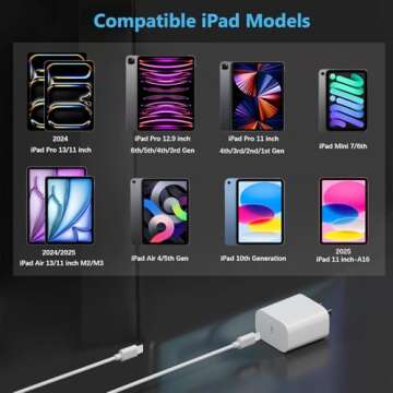 Fast Charging iPad Charger 10FT with 2 Pack 20W USB C