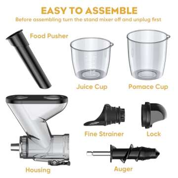 Masticating Juicer Attachment for KitchenAid Stand Mixer, Masticating Juicer, Slow Juicer Attachment for KitchenAid All Models Stand Mixers for Vegestables and Fruits By Hozodo