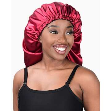 Long Satin Bonnet for Curly Hair - Adjustable & Soft