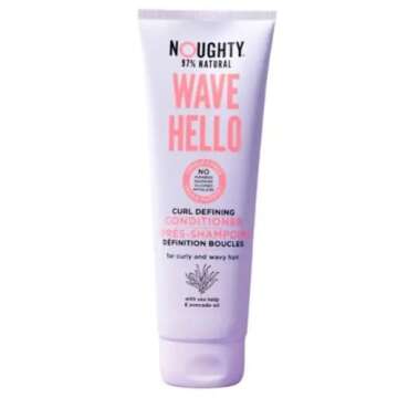 Noughty 97% Natural Wave Hello Curl Defining Conditioner, to Condition, Soften and Define Curls with Sea Kelp Extract and Avocado Oil, Sulphate Free Vegan Haircare 250ml