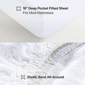 Sijo Stone Washed Organic French Linen Bed Sheet Set, GOTS Certified Organic, Best Cooling Linen Sheet Award by Sleep Foundation, 3 Piece - 2 Pillowcases and 1 Fitted Sheet (Snow, Queen)