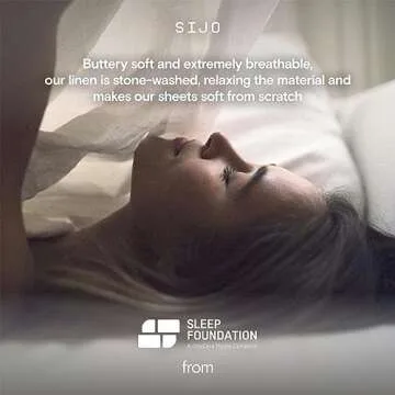 Sijo Stone Washed Organic French Linen Bed Sheet Set, GOTS Certified Organic, Best Cooling Linen Sheet Award by Sleep Foundation, 3 Piece - 2 Pillowcases and 1 Fitted Sheet (Snow, Queen)