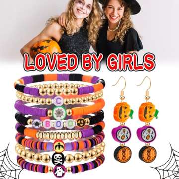 Gushu 850 Pcs Halloween Clay Beads Charms for Bracelet Necklace Earring Jewelry Making Kit, Cute Fun...