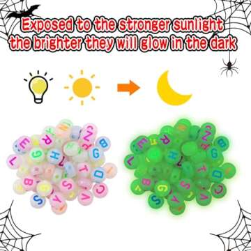 Gushu 850 Pcs Halloween Clay Beads Charms for Bracelet Necklace Earring Jewelry Making Kit, Cute Fun Heishi Polymer Clay Beads Pony Beads Glow Letter Beads for Women