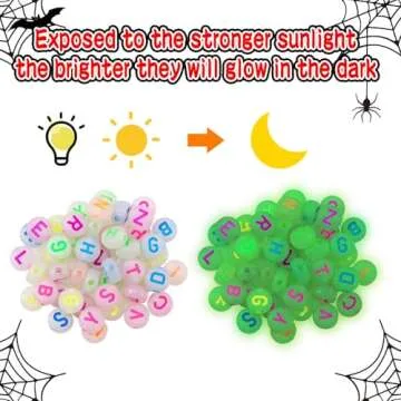Gushu 850 Pcs Halloween Clay Beads Charms for Bracelet Necklace Earring Jewelry Making Kit, Cute Fun Heishi Polymer Clay Beads Pony Beads Glow Letter Beads for Women