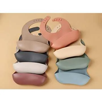 Socub Silicone Baby Bibs, Waterproof Silicone Bibs for Babies & Toddlers, BPA Free, with Food Catcher Pocket, Apricot, Cream