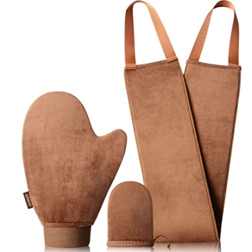 Premium Sanfery Self Tanner Mitt Set - 3 in 1 Tanning Mitts for a Perfect Glow
