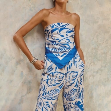 Chic Faretumiya 2 Piece Satin Top Pants Set for Summer