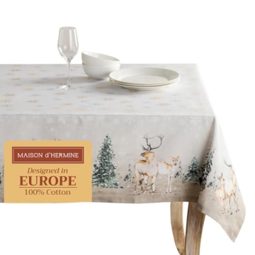 Maison d' Hermine 100% Cotton Table Cover - 54"x54" Decorative Farmhouse Tablecloth - Holidays Party...