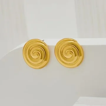 MUYAN Gold Vintage Round Swirl Earrings for Women