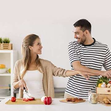 Organic 6 Piece Bamboo Cooking & Serving Utensils Set | Kitchen Accessories Kit In Colorful Utensil Holder | Spoon & Spatula & Salad Tong Mix | Space-Saving Wood Kitchen Gadgets Set | By laboos