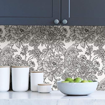NuWallpaper Sudbury Black Floral Peel & Stick Wallpaper