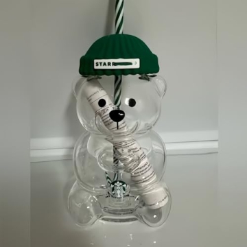 colonova Bear Cup 2025 New Teed Bear Straw Cup, Cute Bears Glass Cup with Straw, 20oz Reusable Glass...