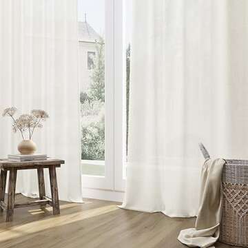 Guken Natural Linen Curtains - 96 Inch Elegant Drapes Set