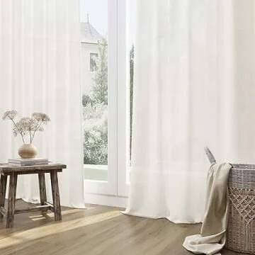Guken Natural Linen Curtains - 96 Inch Elegant Drapes Set