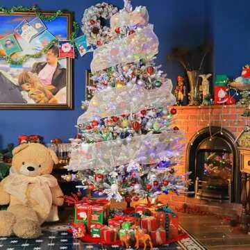 Hykolity Prelit Snow Flocked Christmas Tree - 6.5 ft