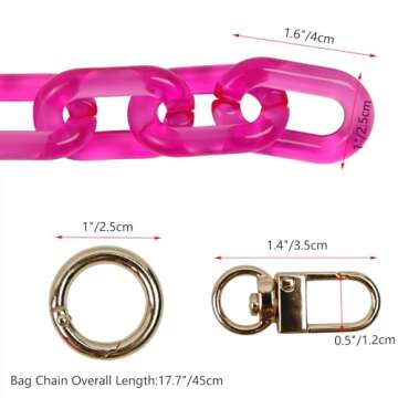 Pastlla Chunky Acrylic Purse Strap Bag Chain Handle Purse Chain Replacement for Handbag Purse Should...
