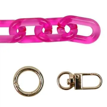 Pastlla Chunky Acrylic Purse Strap Bag Chain Handle Purse Chain Replacement for Handbag Purse Shoulder Bag,(Rose, Length 17.7")