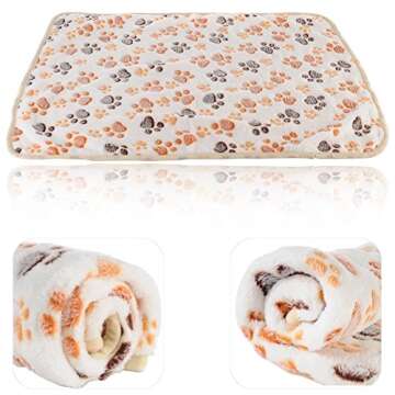 iNNEXT 2 Pack Puppy Blanket for Pet Cushion Small Dog Cat Bed Soft Warm Sleep Mat, Pet Dog Cat Puppy Kitten Soft Blanket Doggy Warm Bed Mat Paw Print
