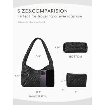 CLUCI Woven Shoulder Bag for Women Vegan Leather Purse Hobo Handbag 2PS