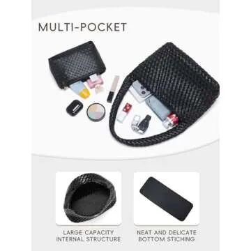 CLUCI Woven Shoulder Bag for Women Vegan Leather Purse Hobo Handbag 2PS