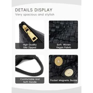 CLUCI Woven Shoulder Bag for Women Vegan Leather Purse Hobo Handbag 2PS