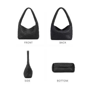 CLUCI Woven Shoulder Bag for Women Vegan Leather Purse Hobo Handbag 2PS