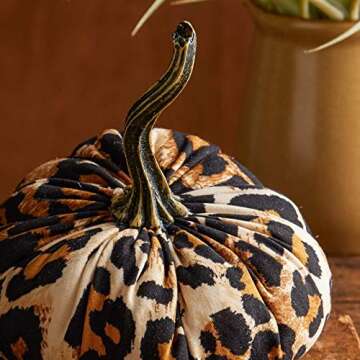 Leopard Print Small Pumpkin, Safari Nursery Decor, Cheetah Pumpkin Bowl Fillers Black and Gold Animal Print Decor, Aesthetic Bookshelf (Leopard)