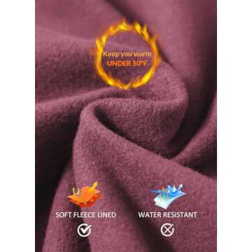 BALEAF Women's Fleece Lined Leggings Thermal Warm Winter Tights High Waisted Thick Yoga Pants Cold Weather with Pockets Dusty Rose M