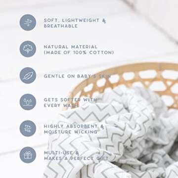 CuddleBug Muslin Baby Swaddle Blankets for Boys and Girls 0 to 3 Months Size Large 4 Feet x 4 Feet – Muslin Cotton Baby Blankets - 4 Pack (Spots n' Stripes)