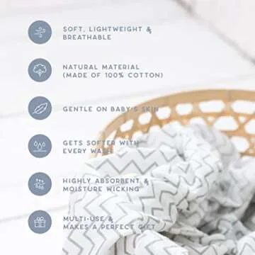 CuddleBug Muslin Baby Swaddle Blankets for Boys and Girls 0 to 3 Months Size Large 4 Feet x 4 Feet – Muslin Cotton Baby Blankets - 4 Pack (Spots n' Stripes)