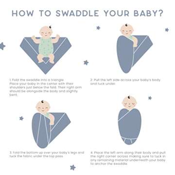 CuddleBug Muslin Baby Swaddle Blankets for Boys and Girls 0 to 3 Months Size Large 4 Feet x 4 Feet – Muslin Cotton Baby Blankets - 4 Pack (Spots n' Stripes)