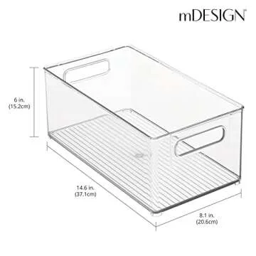 mDesign Deep Plastic Kitchen Storage Organizer Bin for Home