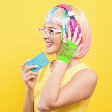 2 Pairs Fluorescent Green Fingerless Fishnet Gloves Women 80s Short Stretch Mesh Gloves Retro Nylon ...