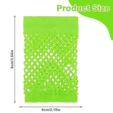 2 Pairs Fluorescent Green Fingerless Fishnet Gloves Women 80s Short Stretch Mesh Gloves Retro Nylon Fish Net Fingerless Gloves for 80's Theme Party Halloween Cosplay Women Costume Accessories