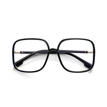 BIGGY Oversized Square Blue Light Blocking Glasses - Ultralight Anti Eyestrain | Reduce Eye Strain N...