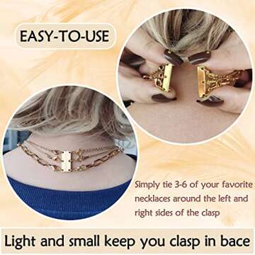 Qulltk Necklace Clasp Layering Jewelry Clasp 18K Gold and Silver Separator for Stackable Necklaces a...
