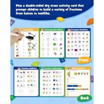 D-FantiX Magnetic Fraction Educational Puzzle, Magnetic Fraction Tiles & Fraction Circles Set, Math Manipulatives for Elementary School, Montessori Fraction Manipulatives Learning Resources for Kids