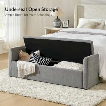 HULALA HOME Modern Storage Bench with Throw Pillows