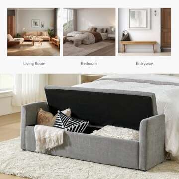 HULALA HOME Modern Storage Bench with Throw Pillows