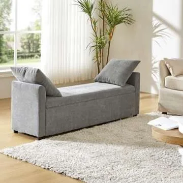 HULALA HOME Modern Storage Bench with Throw Pillows