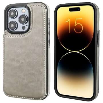 Onetop Compatible with iPhone 15 Pro Wallet Case with Card Holder, PU Leather Kickstand Card Slots C...