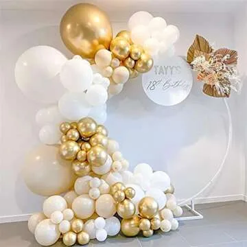 RUBFAC 129pcs Metallic Gold Balloons Kit for Parties