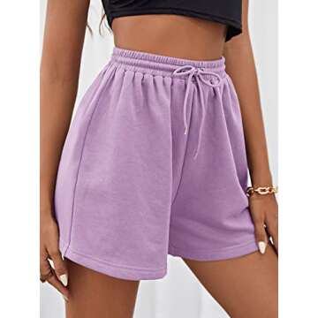 MakeMeChic Women's Casual Drawstring Waist Sweat Shorts Running Track Shorts Lilac Purple S