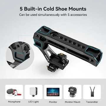 SMALLRIG Lightweight NATO Top Handle, Quick Release NATO Grip w/NATO Rail for DSLR Camera Cage, Universal Top Handle with 5 Cold Shoe Adapters - 4345