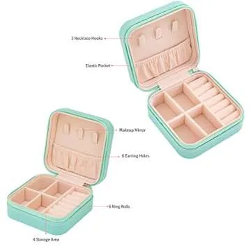 KElofoN Travel Jewelry Organizer Case Box for Girls Women(blue)