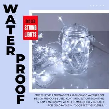 SINAMER Curtain Light for Bedroom, 200LED 6.6x6.6ft White Window Wall Hanging Fairy Curtain String Light, 8 Modes Remote Fairy String Lights Indoor for Wedding Party Home Garden Decorations