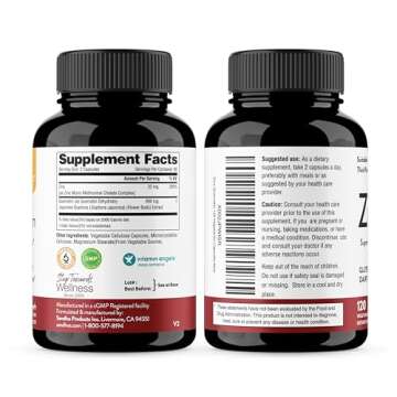 Sandhu’s Zinc Quercetin 120 Vegetarian Capsules – Zinc Supplements for Antioxidant Immune Suppor...